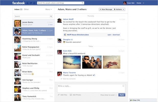 facebook novo visual mensagens 618x400 Visual do sistema de mensagens do Facebook vai ser atualizado