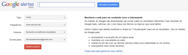 google alertas exemplo Fique alerta sobre uma pesquisa ou tópico 
usando o Google Alertas