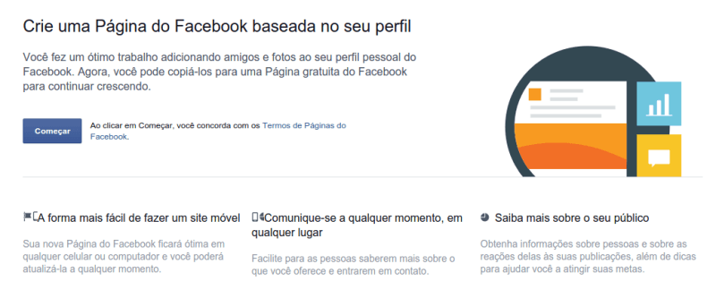 Ferramenta para transformar perfil em página no Facebook