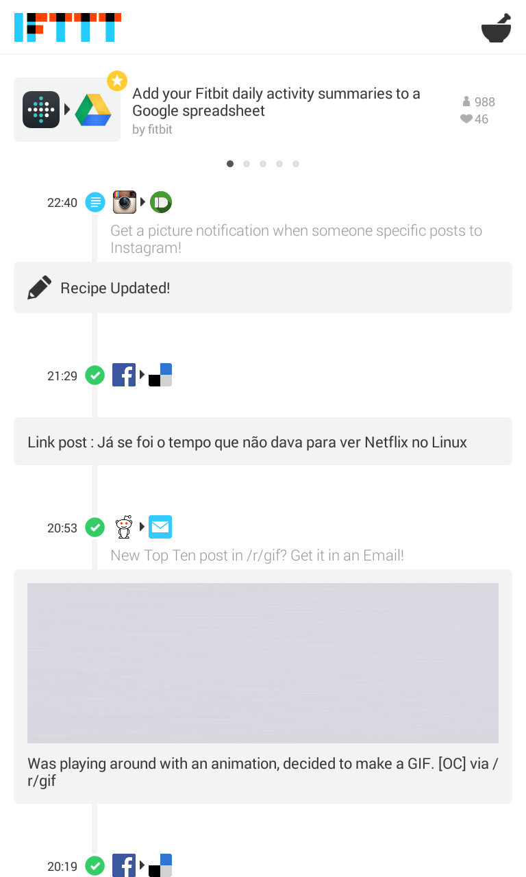 Feed de atualizações do IFTTT