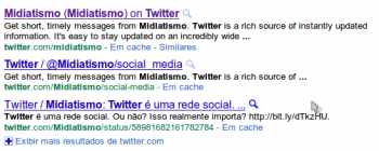 Twitter nos resultados do Google