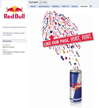 Exemplo de boa Fanpage do Facebook, Redbull.