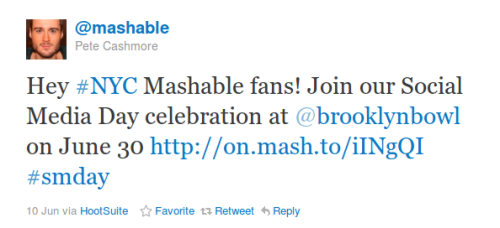 Mensagem do Mashable no #smday