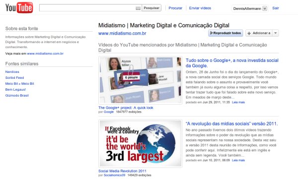 Página com todos vídeos do Youtube que estão no Midiatismo Página com todos vídeos do Youtube que estão no Midiatismo